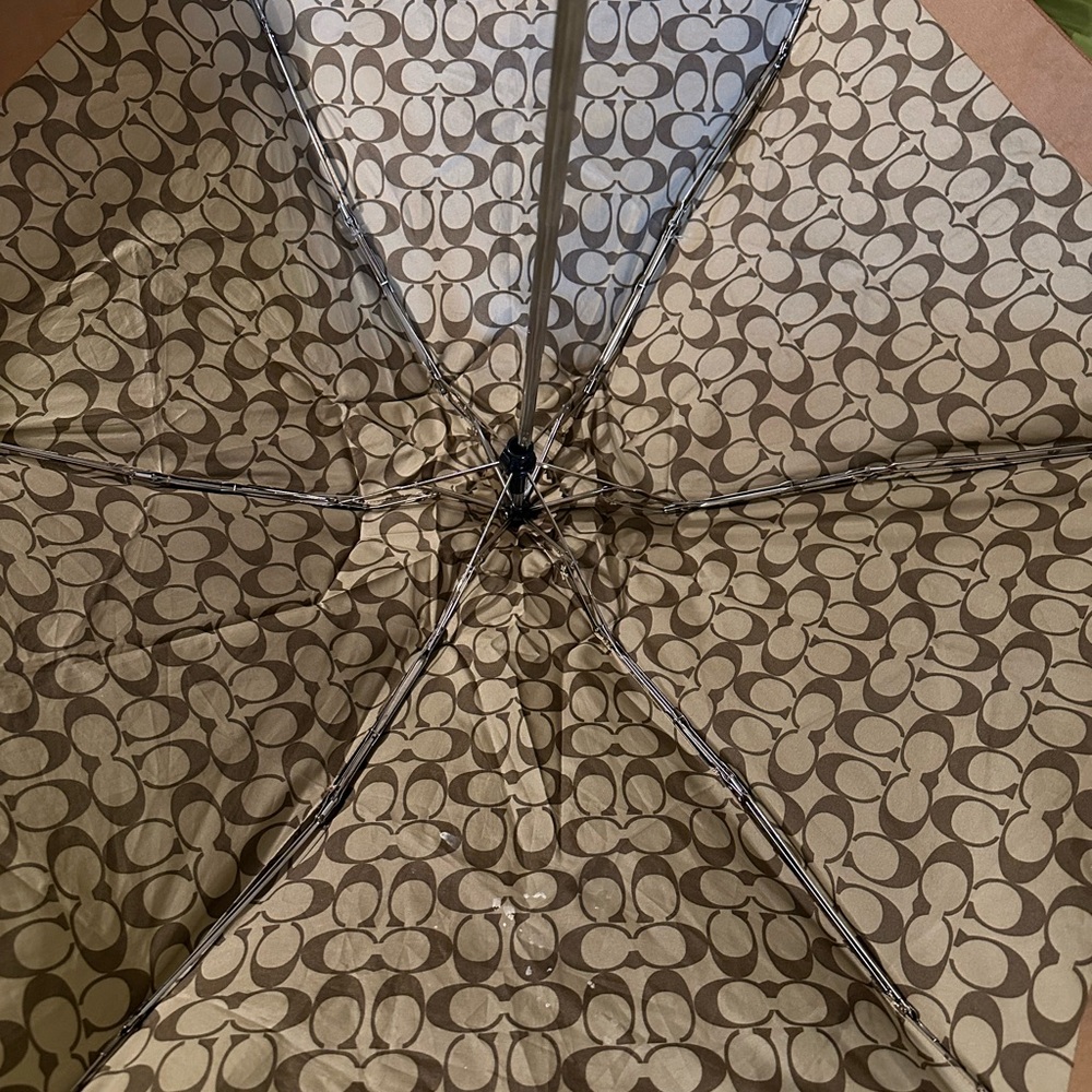 Coach Tan and Brown Signature Umbrella